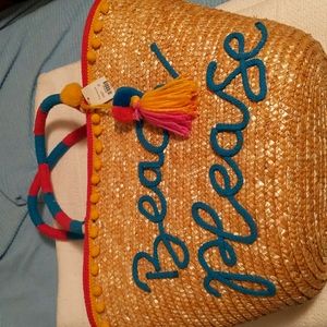 Beach Please Straw Tote